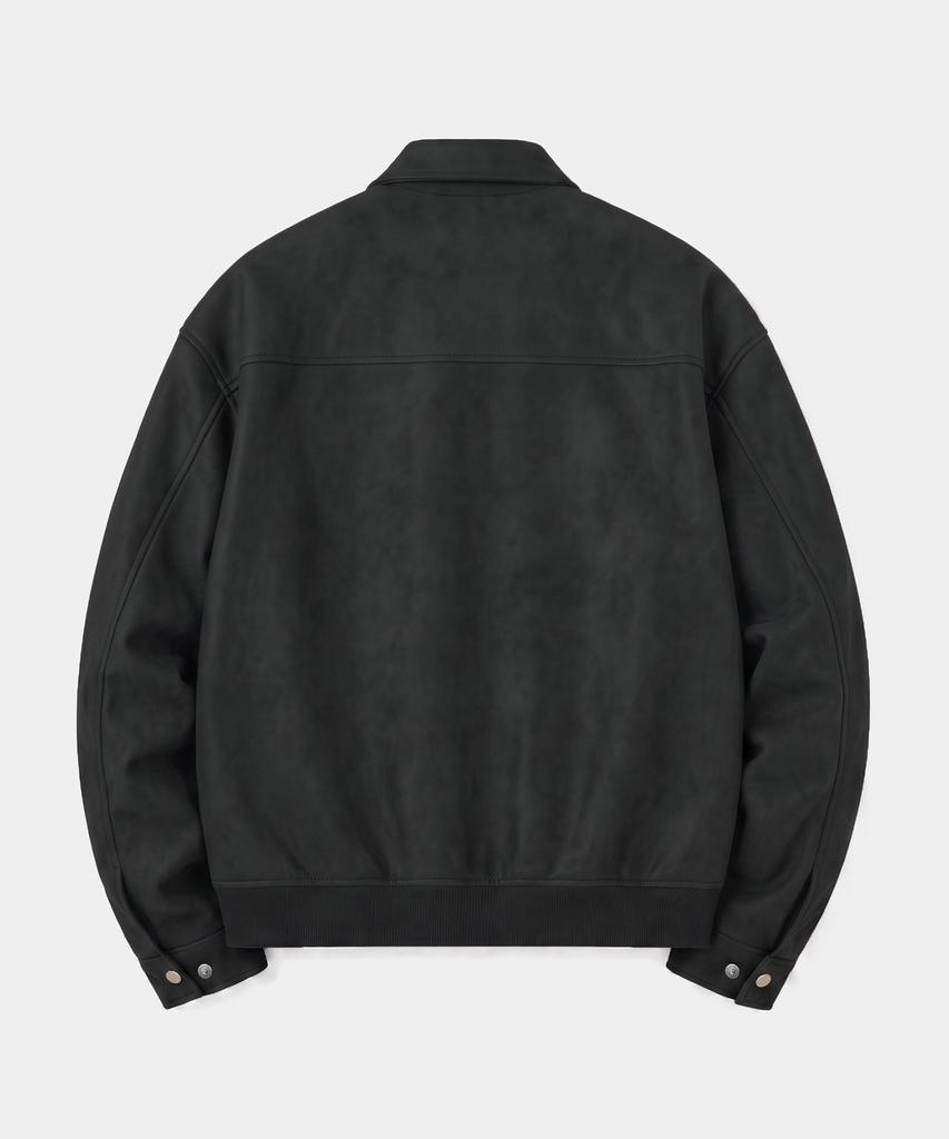 THEY Suede Leather Collar Blouson Jacket_Black