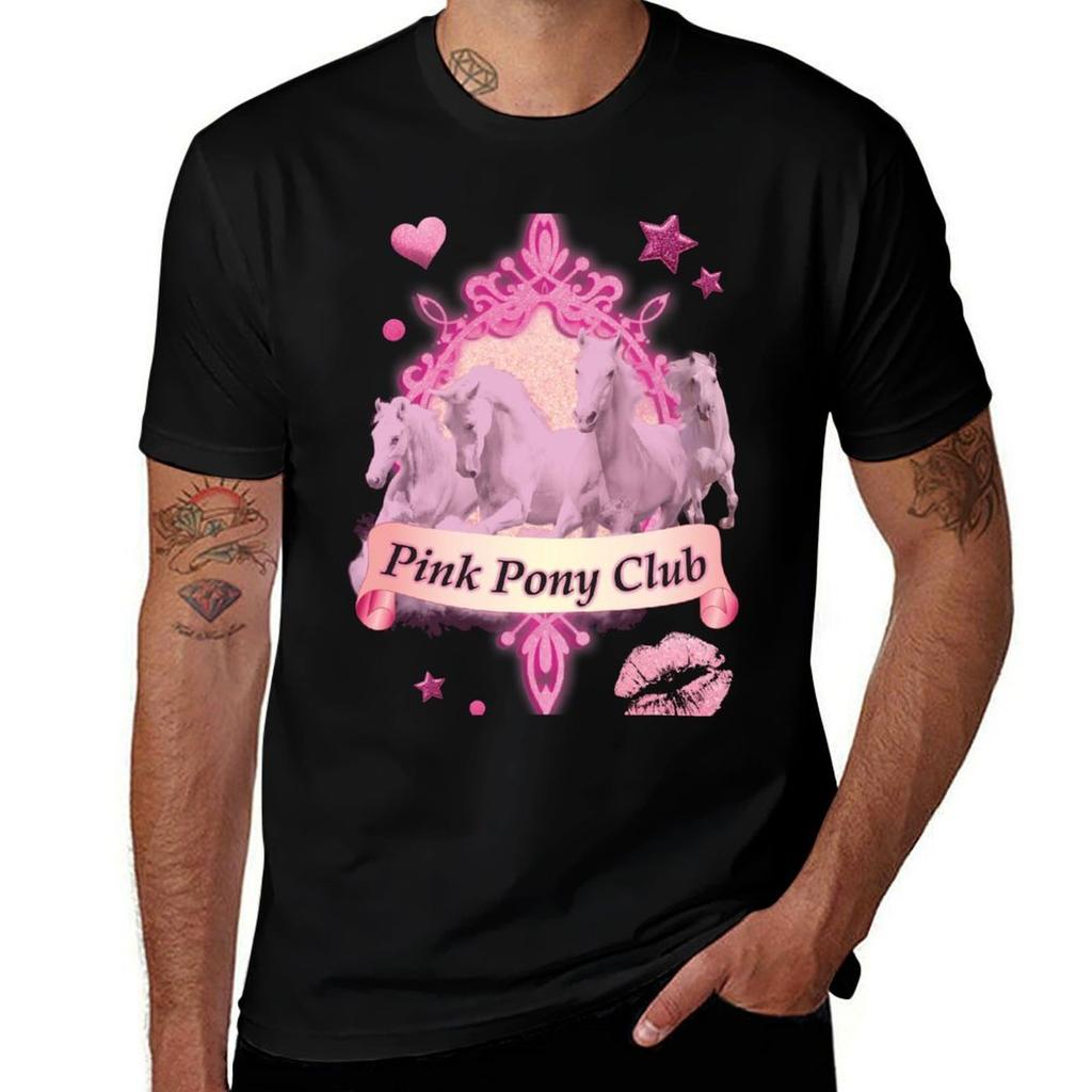 Rosa Pony Club T-Shirt Entspannte Passform Lässiges Kurzarm Oberteil T-Shirt