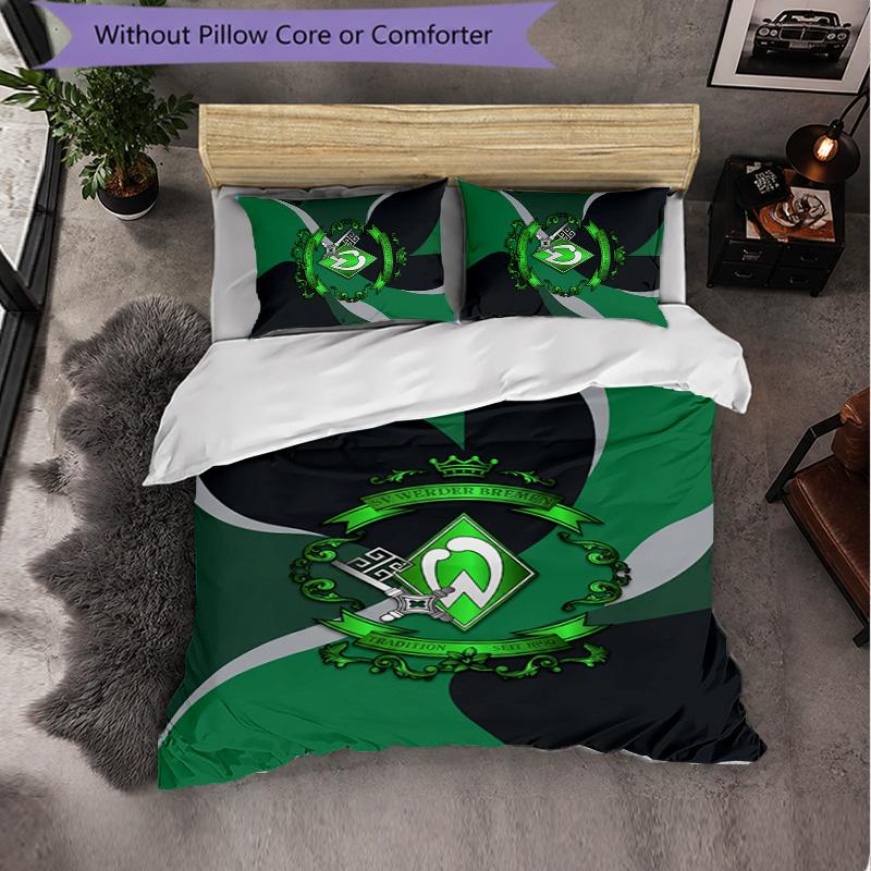 Werder Bremen Football 3 Piece Bedding Set Soft Duvet Cover Set with Pillowcases Printed Bedroom Decor Set for Home