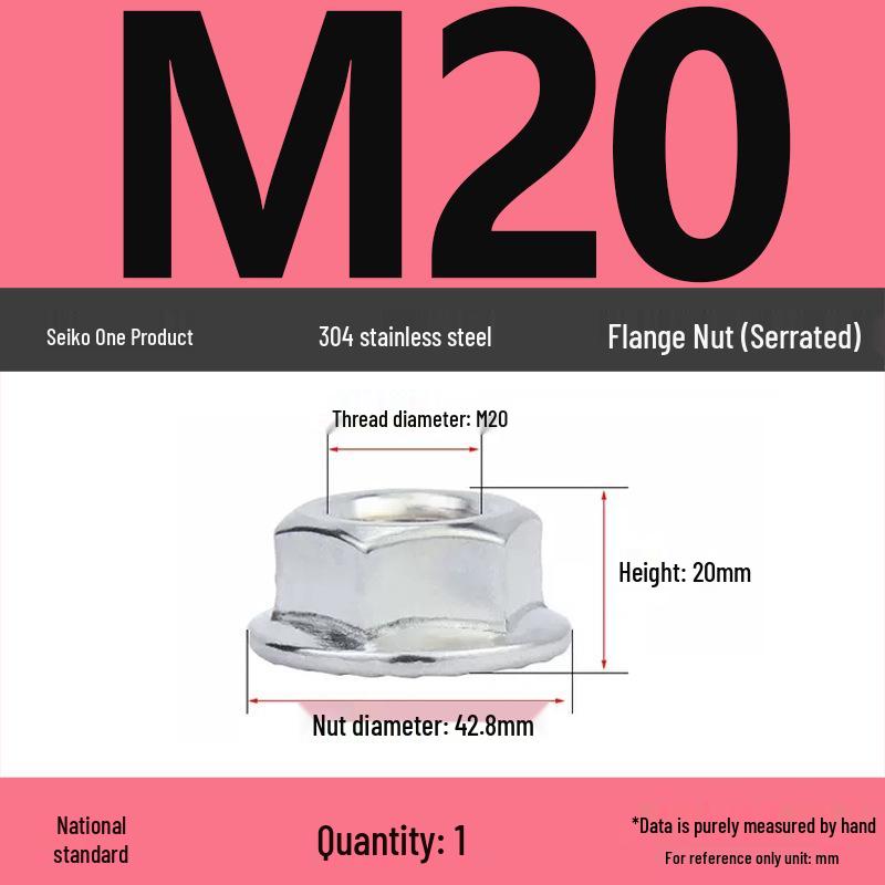304 Stainless Steel Anti-Slip Hex Flange Nut with Washer & Locking Teeth
