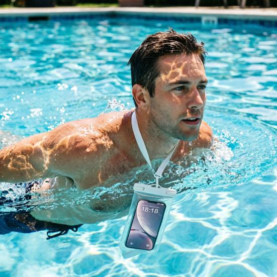 Waterproof Cell Phone Pouch Underwater Cell Phone Dry Bag Case Lanyard Beach Swimming Kayaking Boating Clear Phone Holder Protector