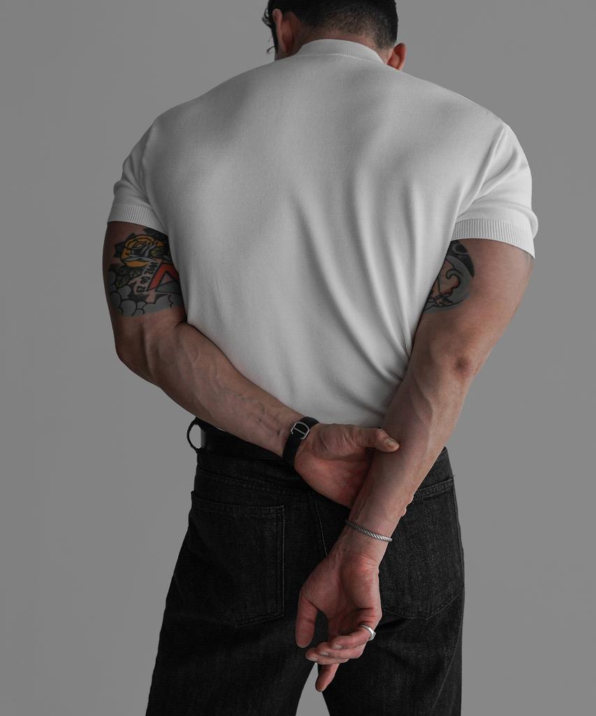 Baulopeulodeogteu Soft Mock Turtleneck Short Sleeve Knit [Ivory]