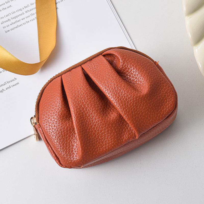 Small Wallet Coin Purse Women's Simple and Advanced Multifunctional and Practical Temperament Pleated Double-layer Zipper Card B