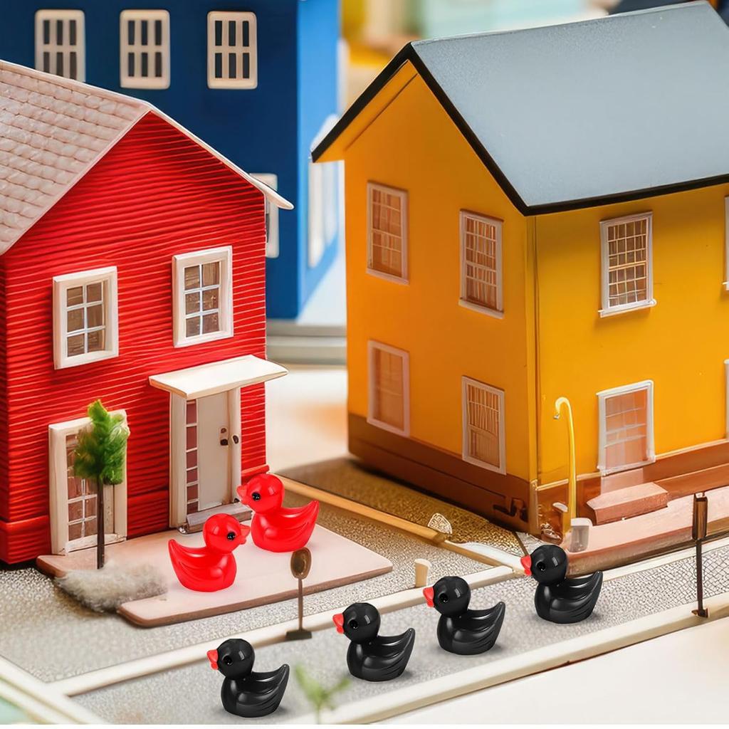 100/50 Stück Kleine Enten Rot Schwarz Mini Harz Entenfiguren Für Abschlussfeier Spielzeug Aquarium Topf Dekoration Anhänger Basteln DIY Dekoration