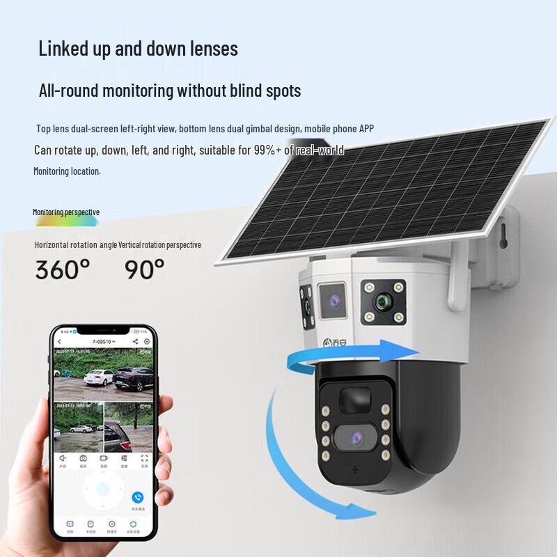 JOOAN KI-Kamera für den Außenbereich, 360° PTZ, mit zwei Objektiven, CN-Stecker (Adapter enthalten)