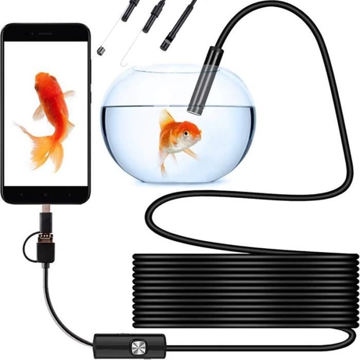 Retoo Caméra Endoscope HD Étanche Avec IP67 Et 6 LED, Endoscope Portable Micro USB Et Type C, Caméra D'inspection Tubulaire