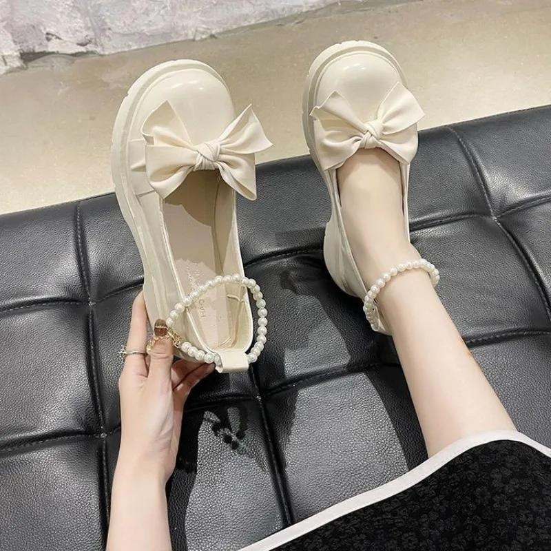 Fashion Women‘s Thick Platform Shoes Party Pumps Summer 2025 New Sandals Bow Chain Mujer Shoes Fashion Oxford platform loafers