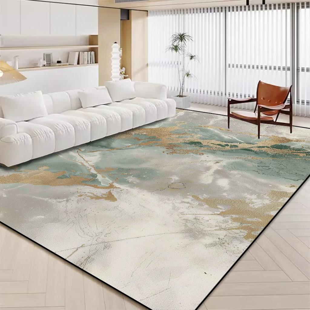 Luxury White Marble Carpet for Living Room Nordic Gold Decoration Home Tapis Non-slip Washable Rugs for Bedroom Ins Floor Mat