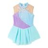 Rhinestone Sequins Figure Ice Skating Dress for Girls Kids Ballet Dance Dress Child Gymnastics Lyrical Dance Dress Costumes
