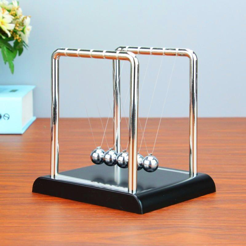 Portable Newtons Cradle Balance Metal Ball Science Physic Toy Fingertip Fidget Swinging Ball Toy for Desktop Anti-stress