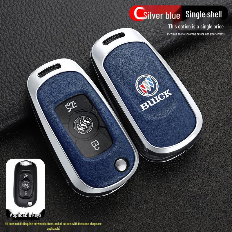 Leather Metal Car Key Cover for 16-17 Buick Verano GS Sedan/Hatchback