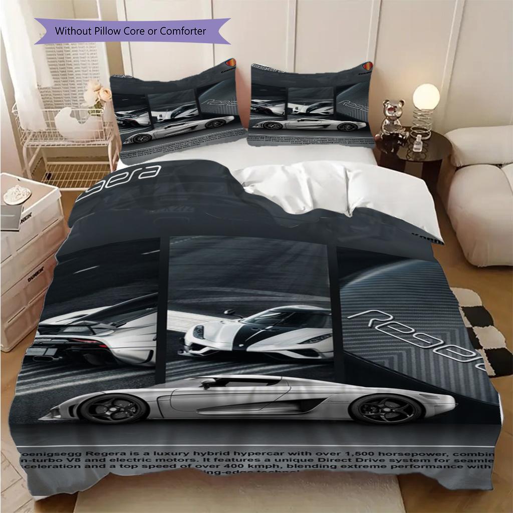 Koenigsegg Jesko Elegance Set a tre pezzi (1 * copripiumino + 2 * federa, senza nucleo) Copripiumino e federa 2D piatti Morbidi e comodi