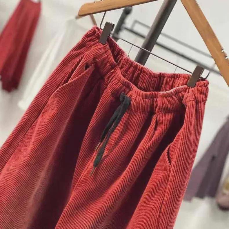 Bloomers surdimensionnés en velours côtelé pour femmes avec doublure en velours - Élégants et chauds pour l'automne et l'hiver