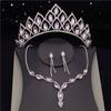 Blue Crystal Bridal Jewelry Sets for Women Fashion Tiaras Wedding Dress Crown Necklaces Earring Set Bride Jewelrry Accessories