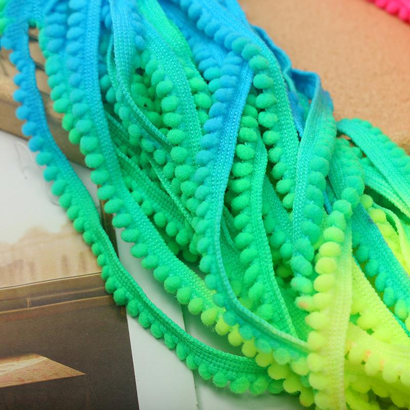 100 Yards Pom Poms Ball Lace Trim Colorful Pompom Fringe Ribbon Edge Sewing Lace Kintted Fabric Diy Clothing Decoration
