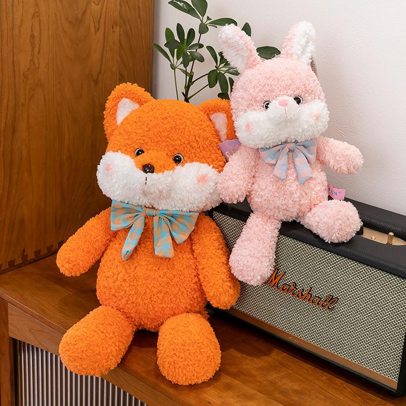 Teddy Bowknot Plaid Bear Sheep Fox Rabbit Plush Toy Stuffed Animal Gift Doll