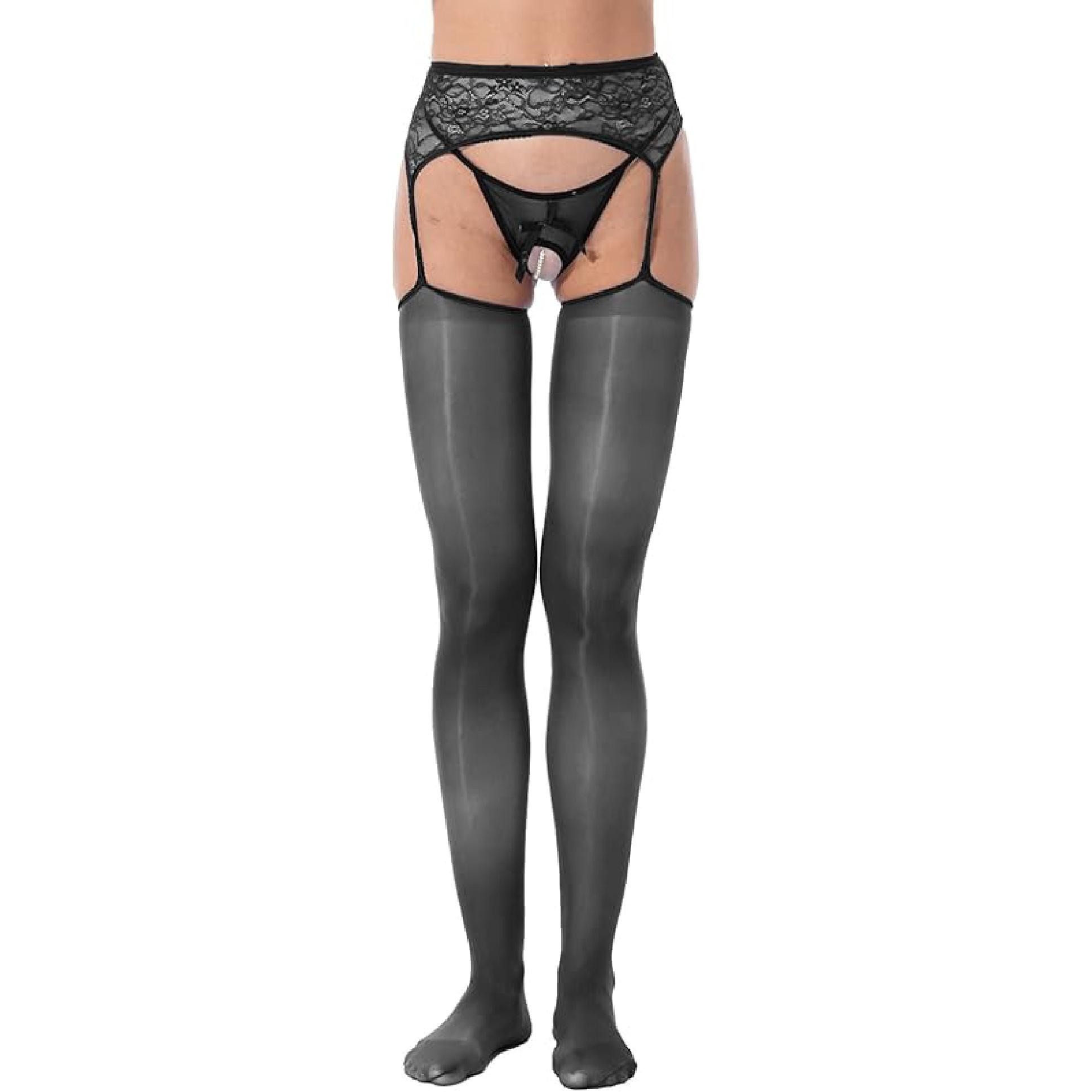 FEESHOW женские глянцевые колготки на подтяжках — фото 8