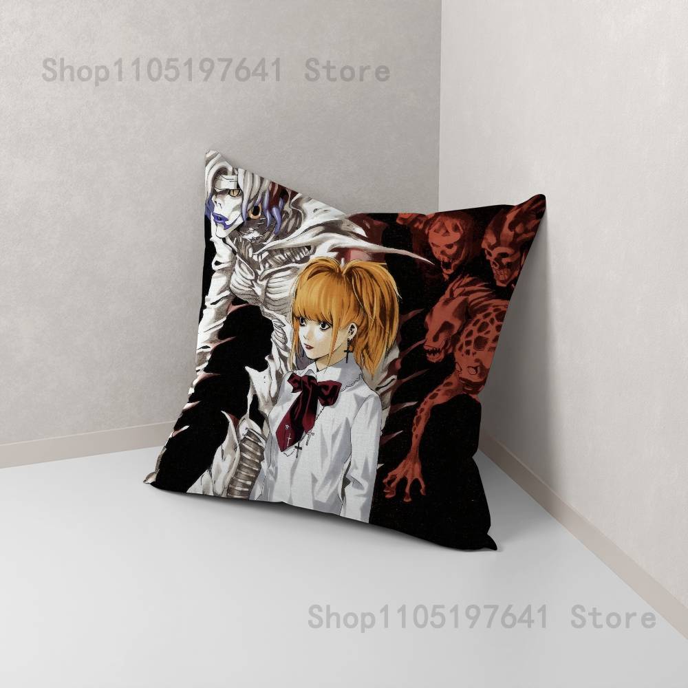 Misa D-Death N-Note Pillow Case For Sofa Decor Car Office Room Printing Cushion Cover Decorations and Protector