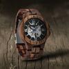 Fashion Casual Mechanical Watch Men Top Brand Luxury Natural Wooden Automatic Skeleton Steampunk Wristwatch