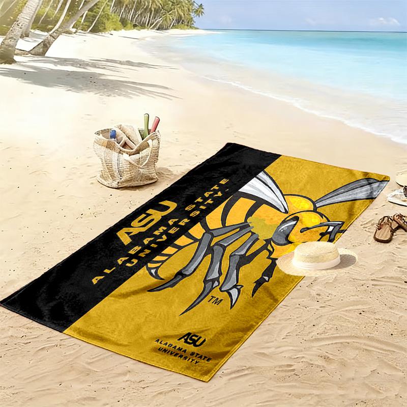 Alabama State Hornets Print Beach Towel, Large Soft Quick Dry Towel for Beach Camping Swimming