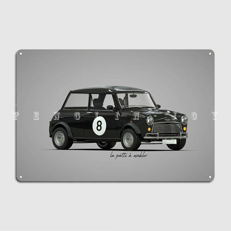 Austin Mini Rallye Seven N8 Der klassische britische Nutzwagen mit Union Jack Unterseite Metall-Garagen-Club-Bar Retro-Blechschild Poster