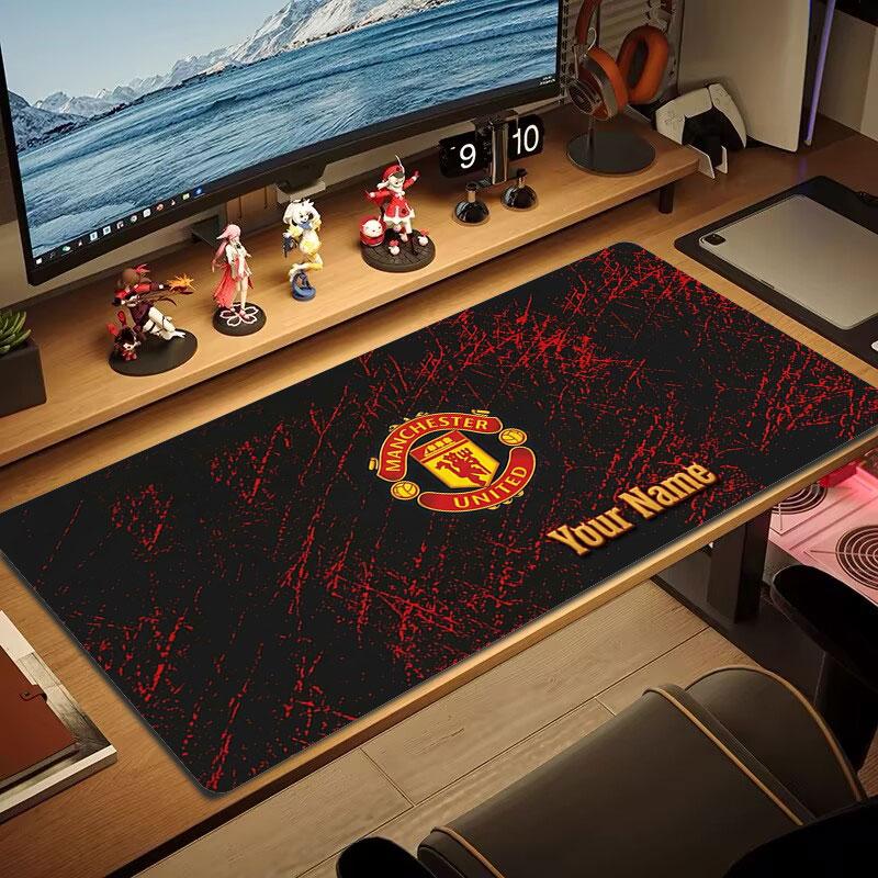 Manchester United F Custom Name Large Size Mouse Pad Large Gaming Table Cushion Non-slip Laptop Tablet Big Mousepad XXL Mat Mini PC Playmat With Lock