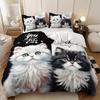 Adorable Cat & Kiten Print Beding Set Includes 1 Soft with Soft Fabric Duvet Cover 2 Pilowcases Al Seasons for Home or Dorm Decor