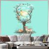 Nature Deer Tapestry Forest Woodland Animal Wall Hanging Bohemian Home Decor Room Aesthetic Vintage Cottagecore Tapestry