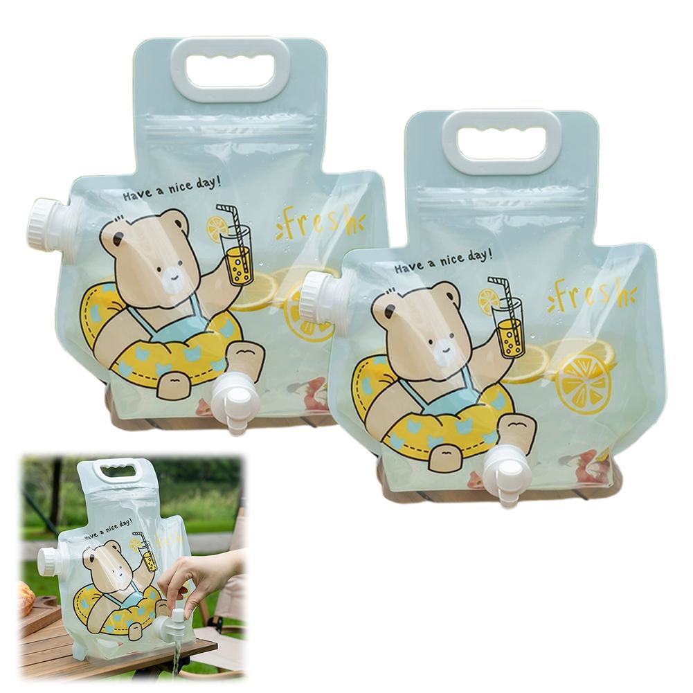2Pcs Outdoor Foldable Water Bag Large Capacity Camping Picnic Water Storage Bag Foldable  Drinking Water Container