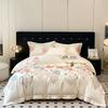 100%Cotton Chic Embroidery Bedding Set Double Queen King 4Pcs Duvet Cover Flat/Fitted Bed Sheet Pillowcases