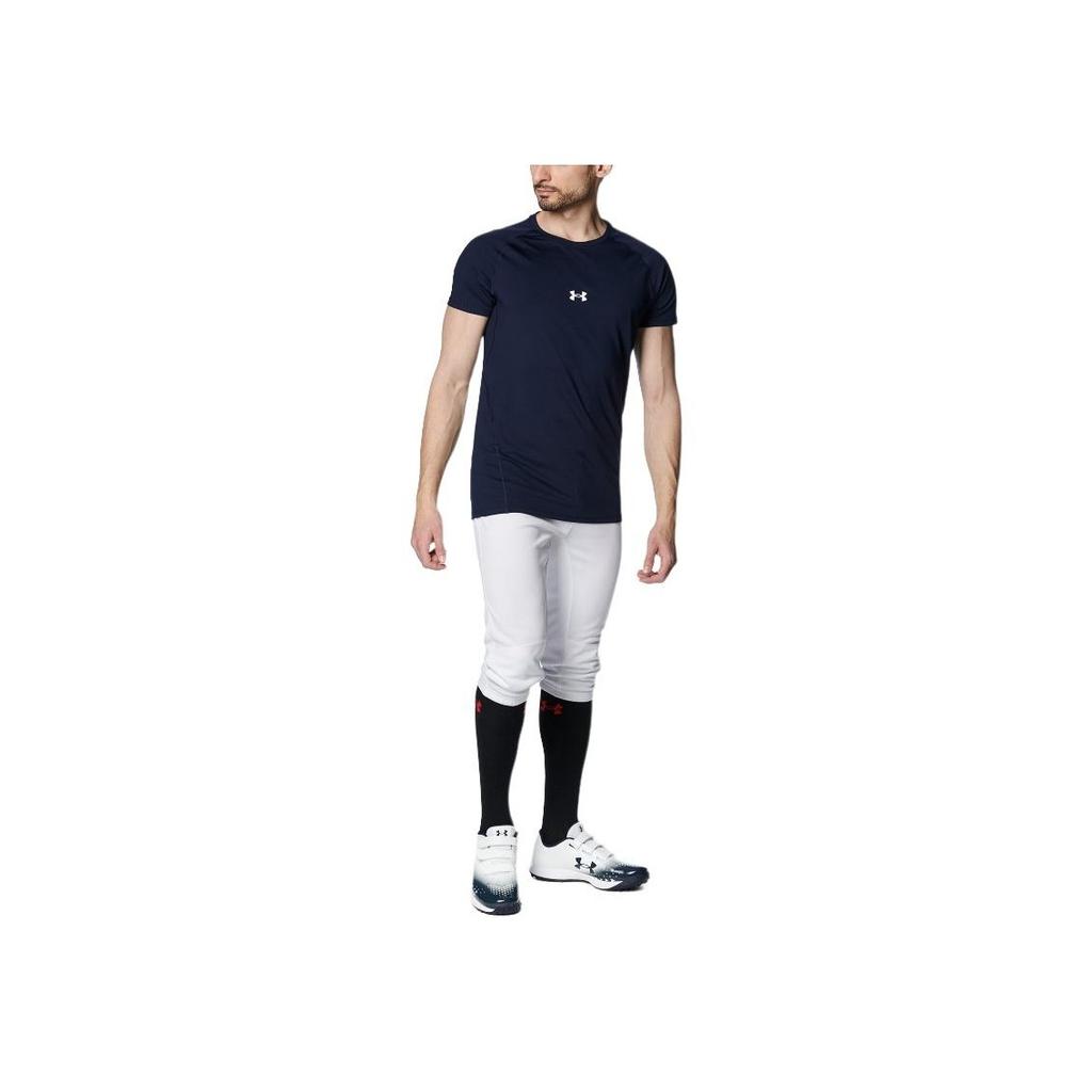 Under Armour Logo Print Comfortable Fitted Crew Neck Pullover Casual Short Sleeve T-Shirt Men T-Shirts Navy-Blue 1384732-410
