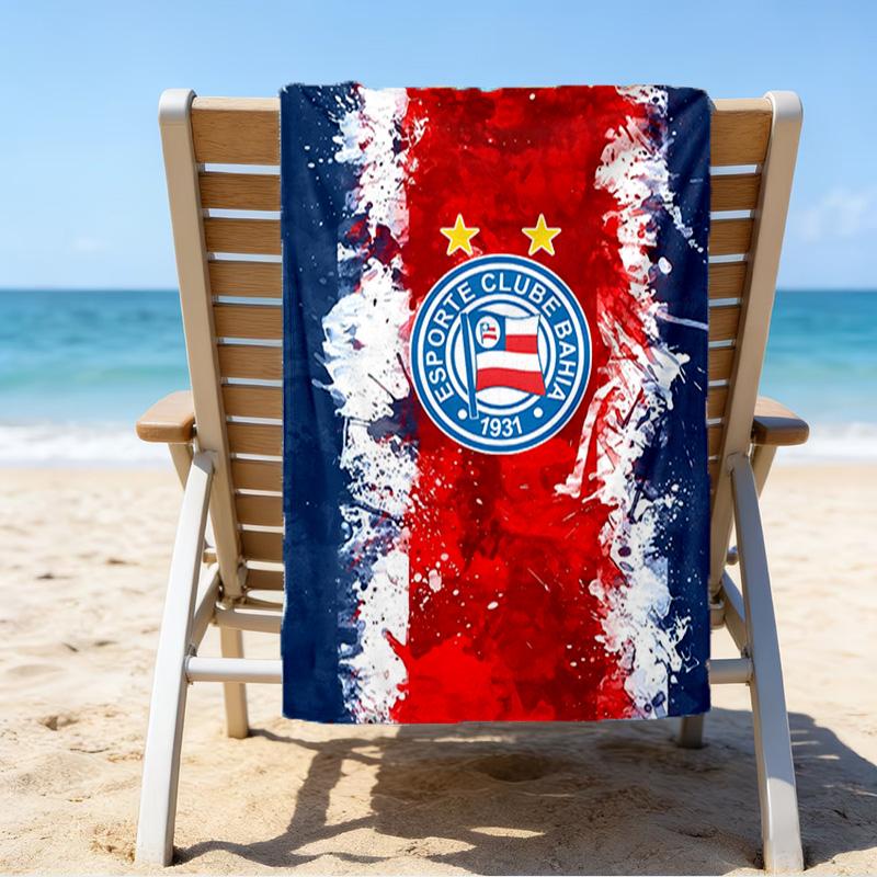 Bahia Fc Crest Emblem Printed Beach Towel, Super Soft Microfiber, Perfect Gift Birthday, for Pool, Beach, Travel, for Family and Friends