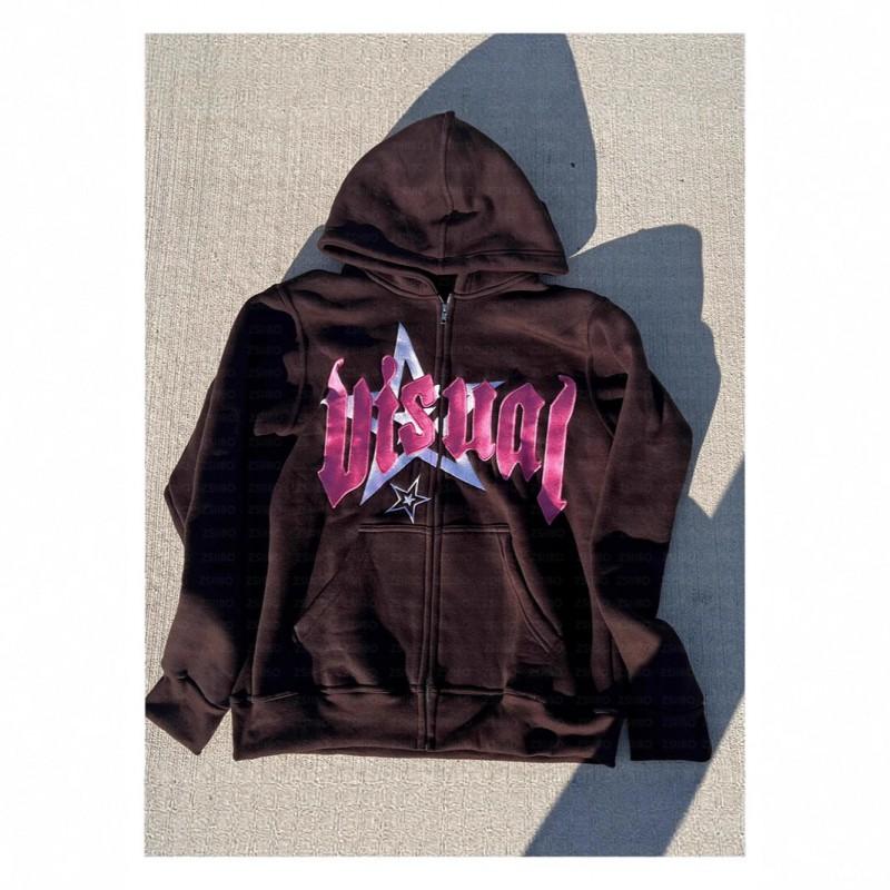 Unisex Digitaldruck Reißverschluss Kapuzenpullover Lässiger Pullover Übergroß Streetwear