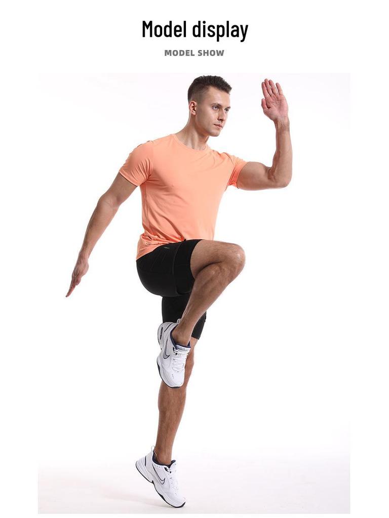 Men's Quick-Dry Sports T-Shirt: Solid Color, Breathable, Short Sleeve for Running & Fitness