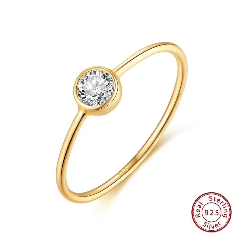 ORSA JEWELS 925 Sterling Silver Minimalism AAAA Zircon Stacking Rings for Women Simple Finger Rings Birthday Jewelry Gift APR26