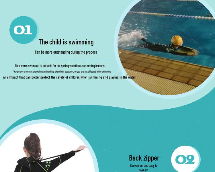 ZCCO 2,5mm Dětský dlouhý neopren - Jednodílný teplý plavací oblek pro batolata a děti