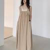 Retro Japanese Sleeveless Color Strap Long Dress - Women's Spring/Summer Loose Camisole.