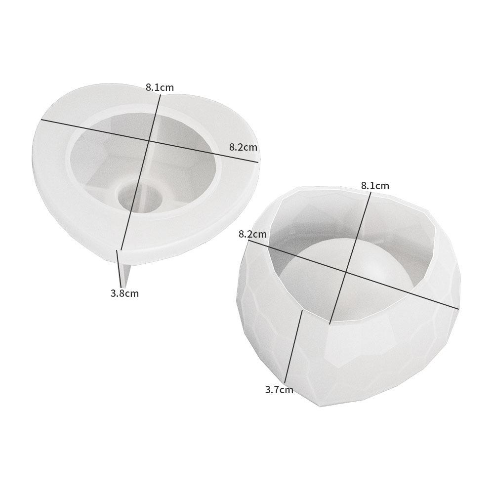 Heart-Shaped Stripe With Cover Candle Cup Silicone Molds DIY Cement Plaster Storage Jar Pottery Mould Concrete Art Making Decor