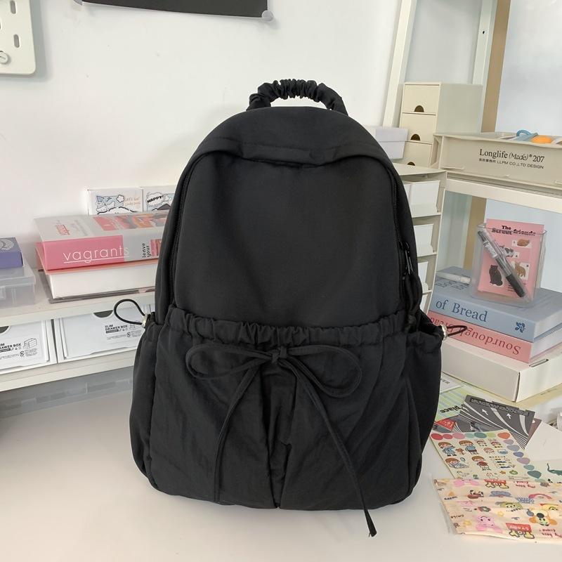 Simple schoolbag treasure girl casual bow backpack versatile primary and secondary school students high value backpack