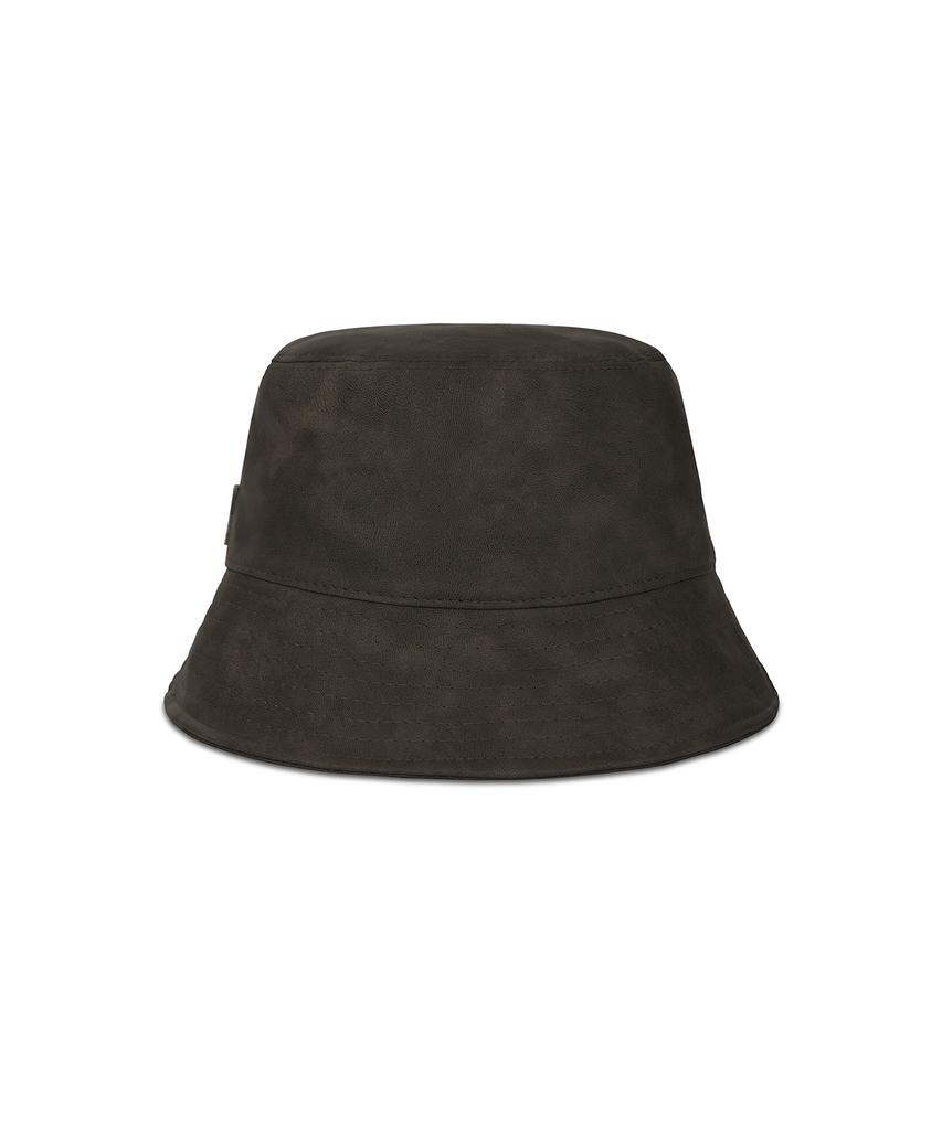 Bajal Va Studded Vegan Leather Bucket Hat Khaki Brown