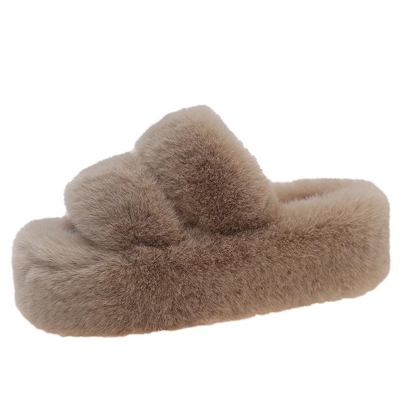 

Premium hairy slippers women s outer wear 2024 new Korean version ins trendy shoes autumn and winter thick-soled cotton slippers children 40 хакі