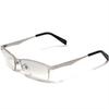 Bliss Leather Silver and Clear Square Rimless Sunglasses for Perfect for a Tough Slightly Tough Metal Thin Half-Rim Men, Look, Tinted, Transparent,