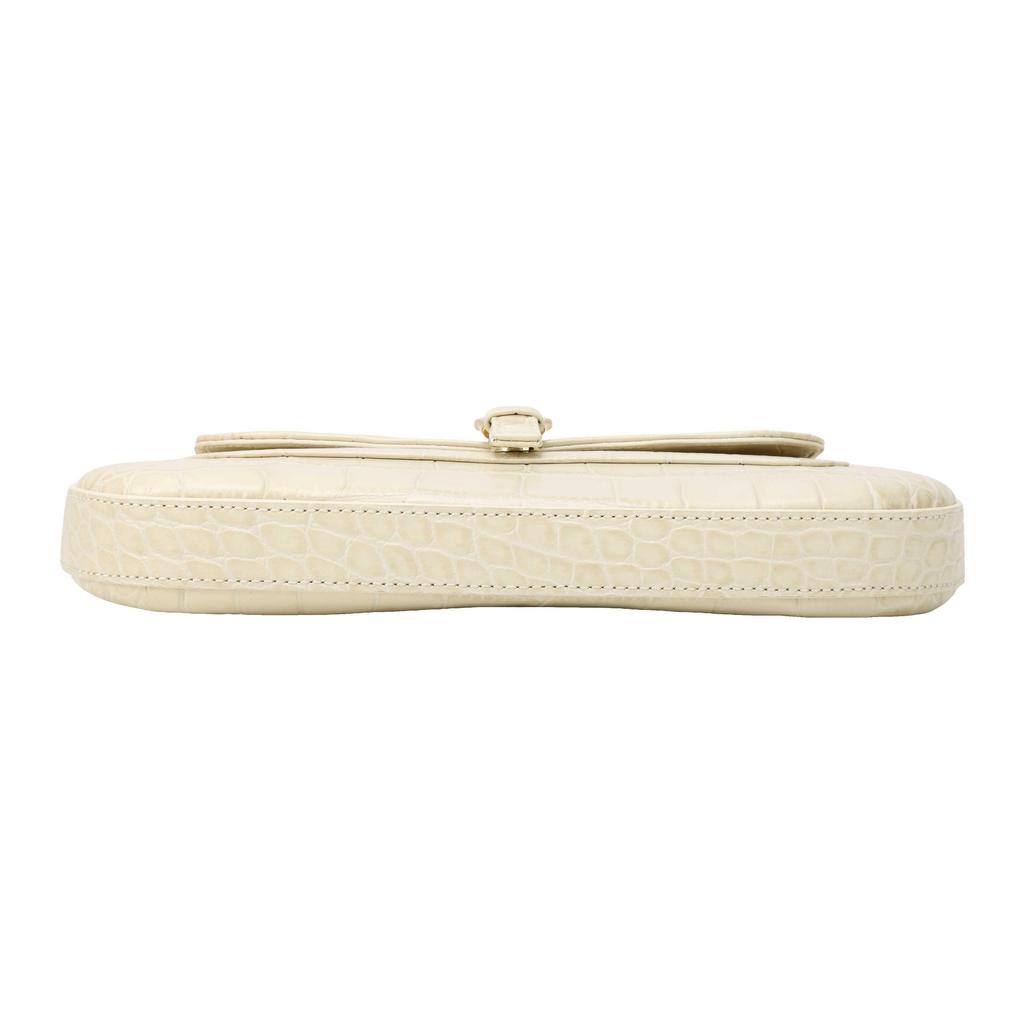 By Far Miranda Series Leather Crocodile Embossed Shoulder Bag Women Handbags Off-White 19FWMDASCEDMEDCE