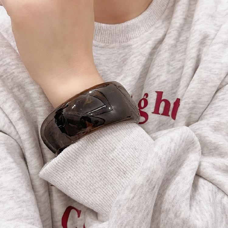 Colorful Wide Resin Bangles Geometric Irregular Bangles Wide Geometric Wristband Resin Texture Wrist Jewelry for Women