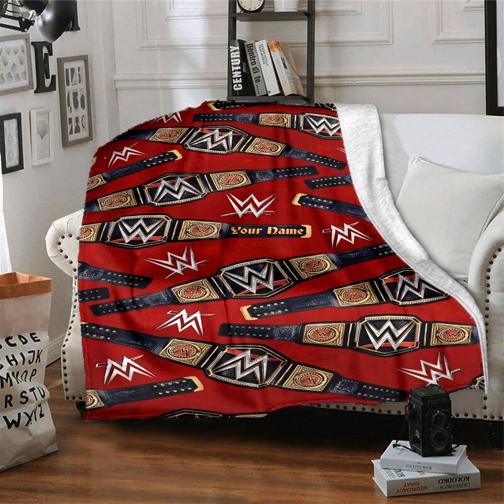 Wrestlemania Customize Text Blanket Lightweight Personalized Blanket Durable Comfort for Living Room Couch Seaside Office Four Seasons Universal