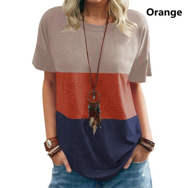 

Plus Size Women Casual Loose Summer Tee Short Sleeve O Neck Tshirt Tops S оранжевый