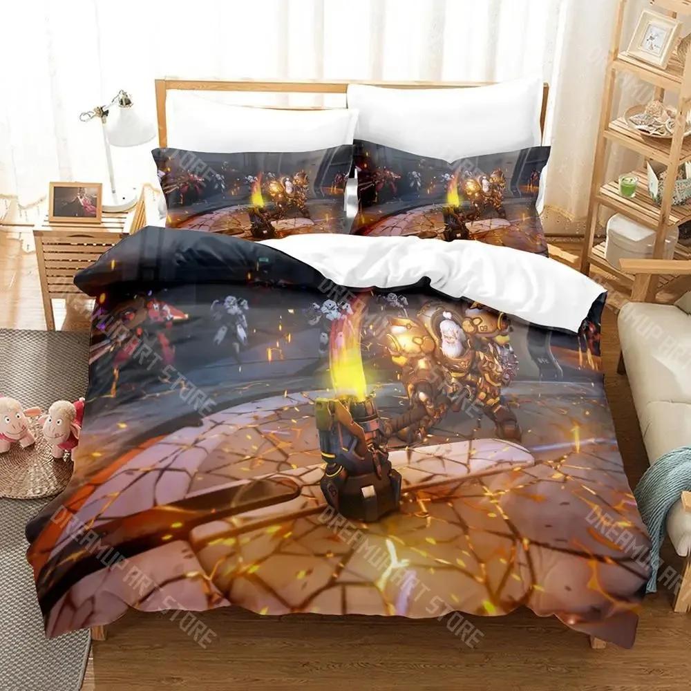 Overwatch 2 Bedding Set Boys Girl Twin Queen King Size Duvet Cover Pillowcase Bed Boys Adult Home Textiles