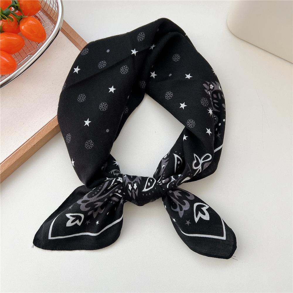 Paisley Flower Print Handkerchief Soft Cotton Linen Head Neck Scarves Hair Scarf Neckerchief Headscarves Square Scarf Headband