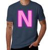 Letter N Pink Neon Lights Tshirt Breathable Travel Tshirt