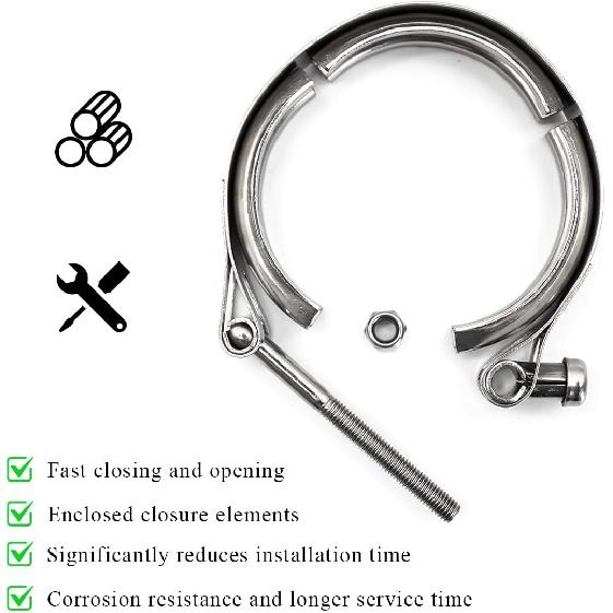 V Band Clamp For Turbo, Automotive Stainless Steel Turbo Clamp With Male Female Flange (4")
